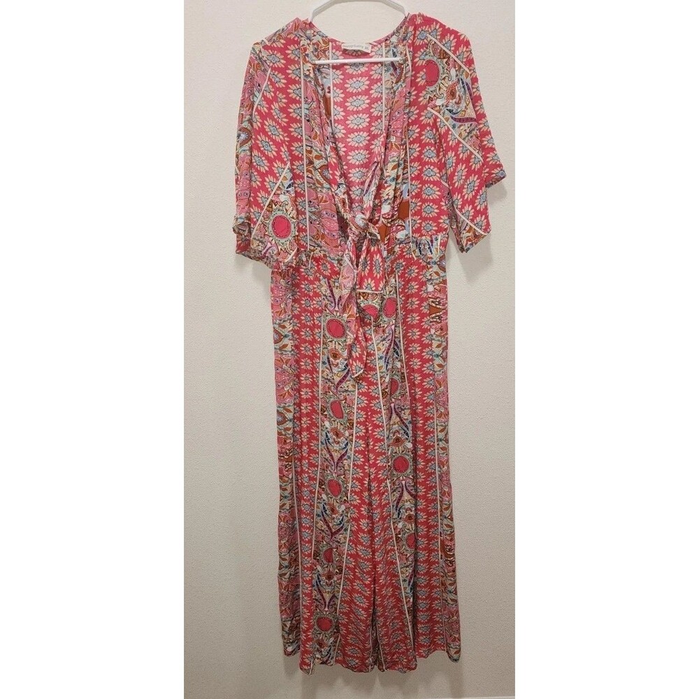 RusttyDustty Womens Floral 3XL Jumpsuit Wide Leg Hippie Boho Summer BRIGHT